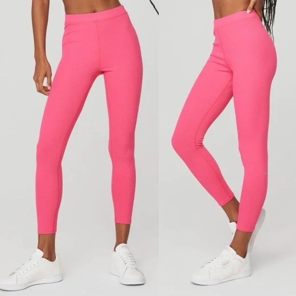 ALO Yoga Pants - Alo Yoga Women’s Ribbed Blissful Leggings XXS Hot Pink Loungewear Athleisure